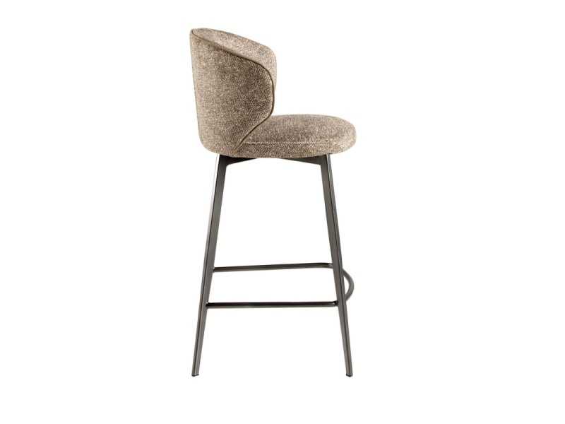 Modern design stool upholstered in fabric with stainless steel legs - ABACO ROND