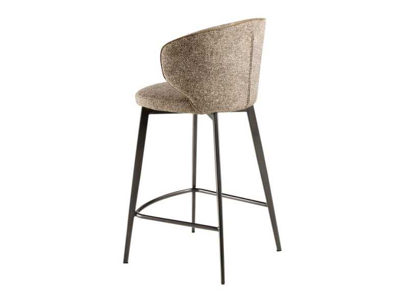 Modern design stool upholstered in fabric with stainless steel legs - ABACO ROND
