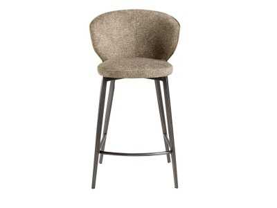 Modern design stool upholstered in fabric with stainless steel legs - ABACO ROND