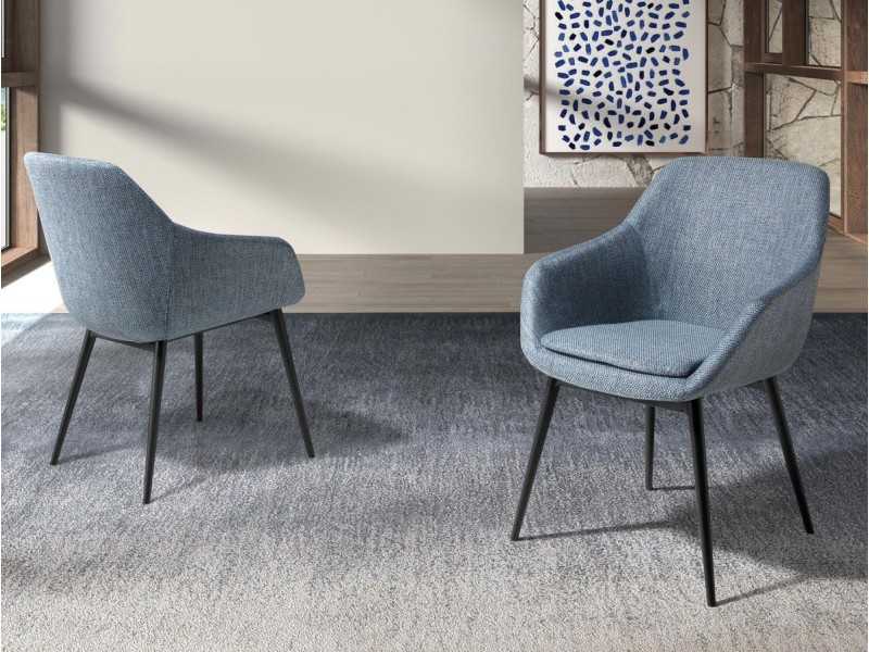 Fabric upholstered chair with stainless steel legs - ABACO EXT