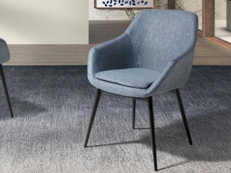 Fabric upholstered chair with stainless steel legs - ABACO EXT