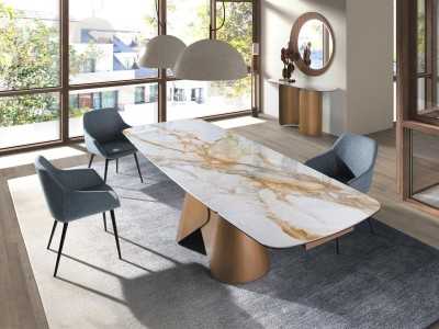 Fabric upholstered chair with stainless steel legs - ABACO EXT