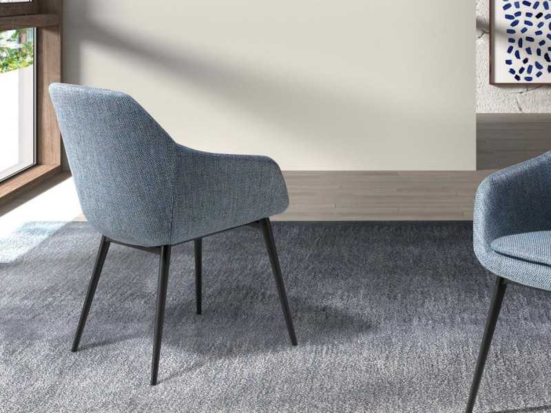 Chaise tapissé en tissu avec pieds en acier inoxydable - ABACO EXT