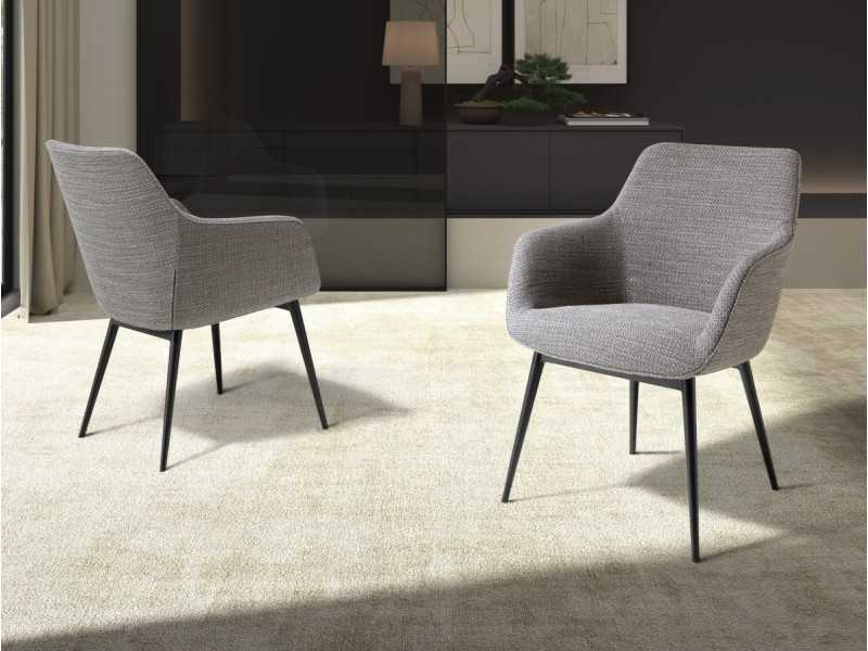 Fabric upholstered chair with stainless steel legs - AABRIA