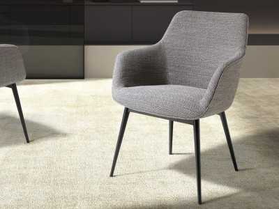Chaise tapissé en tissu avec pieds en acier inoxydable - AABRIA