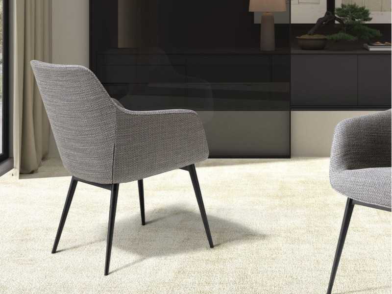 Chaise tapissé en tissu avec pieds en acier inoxydable - AABRIA