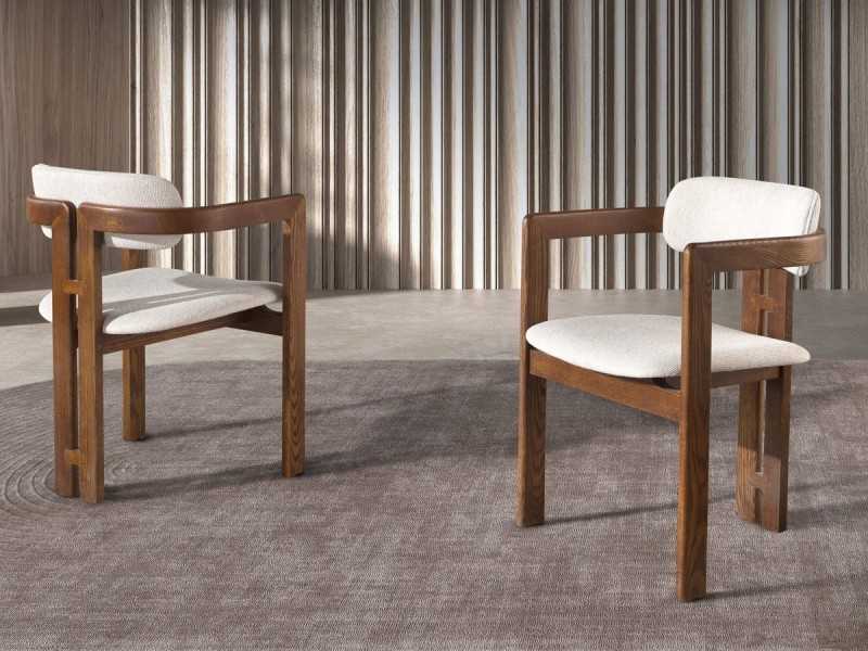 Designer chair in solid wood and upholstered - VADUZ