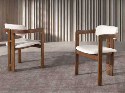 Designer chair in solid wood and upholstered - VADUZ