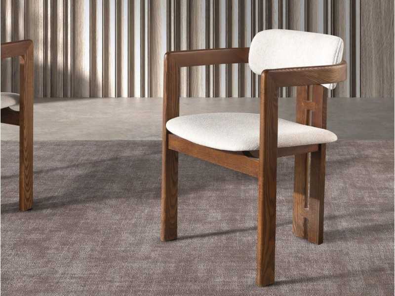 Designer chair in solid wood and upholstered - VADUZ