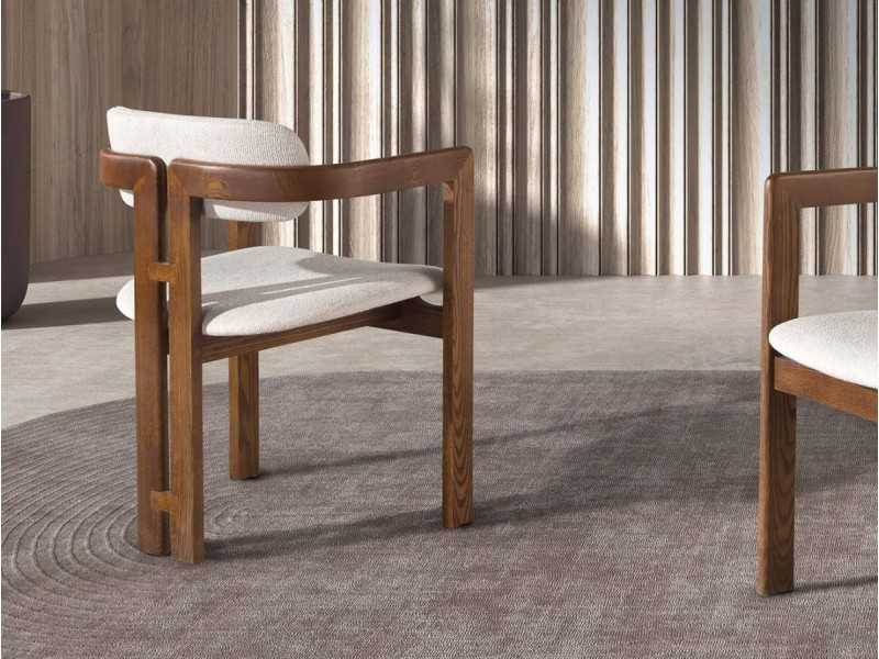 Designer chair in solid wood and upholstered - VADUZ