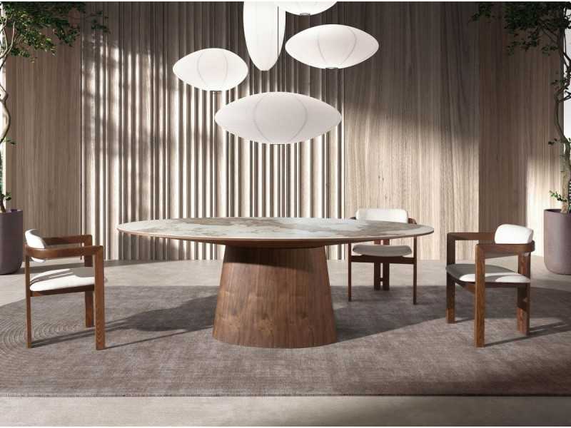 Designer chair in solid wood and upholstered - VADUZ