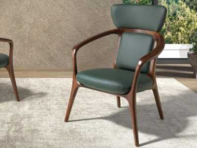 Modern design armchair upholstered in synthetic leather - ABELLO