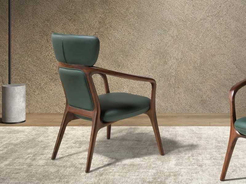 Modern design armchair upholstered in synthetic leather - ABELLO