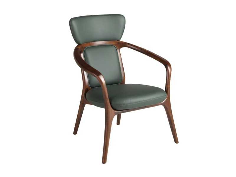 Modern design armchair upholstered in synthetic leather - ABELLO