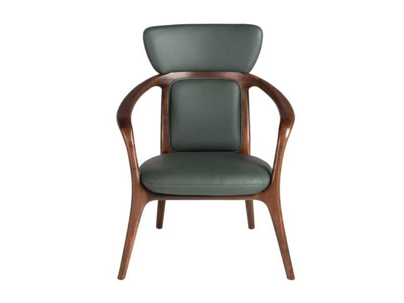 Modern design armchair upholstered in synthetic leather - ABELLO