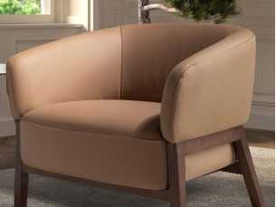 Modern design armchair upholstered in genuine leather - ABERDEEN 2