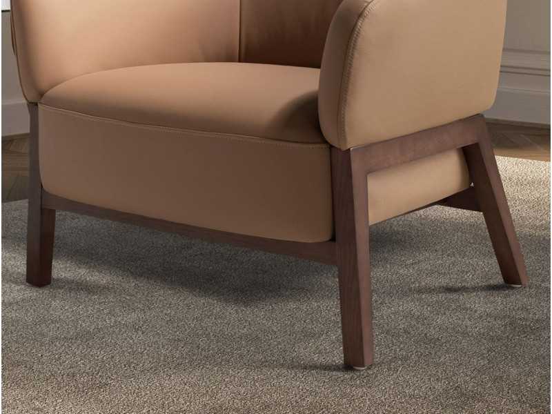 Sillón de diseño moderno tapizado en piel genuina - ABERDEEN