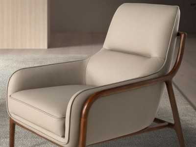 Sillón de diseño moderno tapizado en piel genuina - ABACON