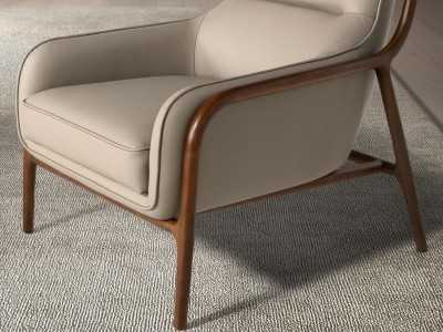 Sillón de diseño moderno tapizado en piel genuina - ABACON