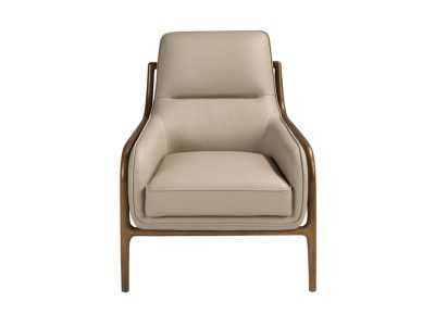 Modern design armchair upholstered in genuine leather - ABACON