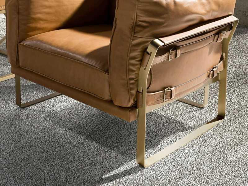 Designer armchair upholstered in genuine leather - AZZARO