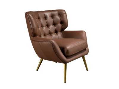 Modern Chesterfield-style armchair upholstered in genuine leather - BOURBON