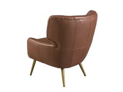 Modern Chesterfield-style armchair upholstered in genuine leather - BOURBON