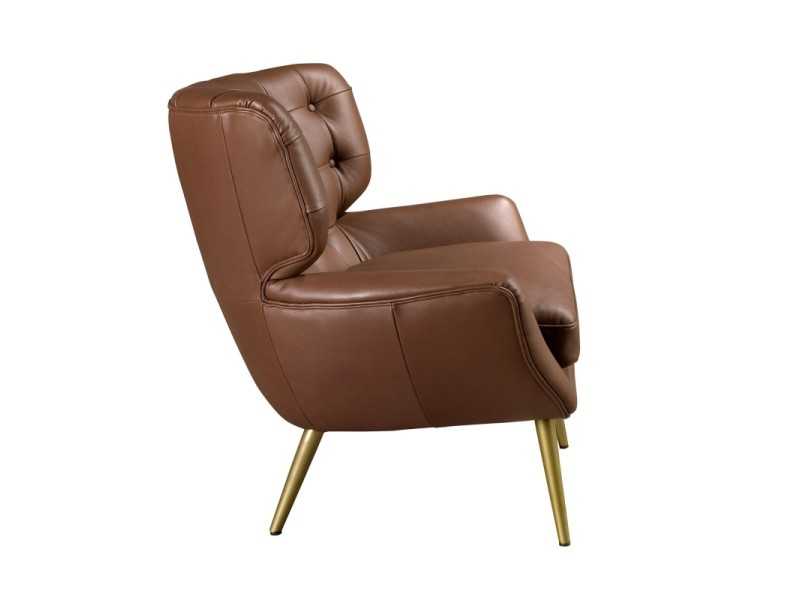 Sillón de diseño moderno tipo chester tapizado en piel genuina - BOURBON