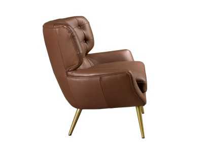Modern Chesterfield-style armchair upholstered in genuine leather - BOURBON
