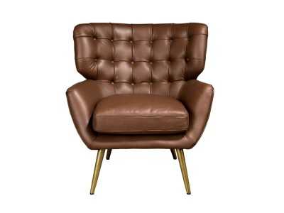 Sillón de diseño moderno tipo chester tapizado en piel genuina - BOURBON