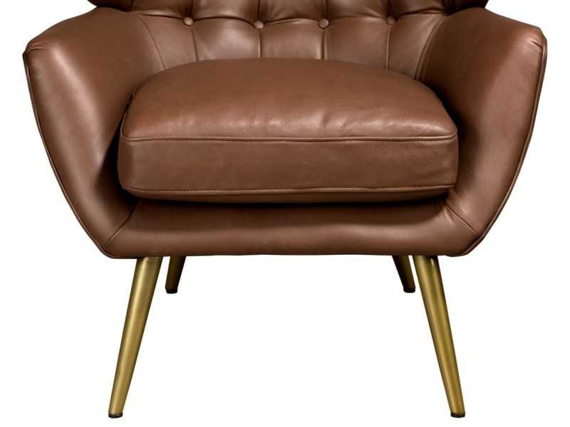 Modern Chesterfield-style armchair upholstered in genuine leather - BOURBON