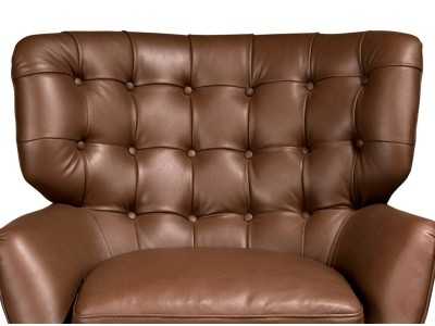 Modern Chesterfield-style armchair upholstered in genuine leather - BOURBON