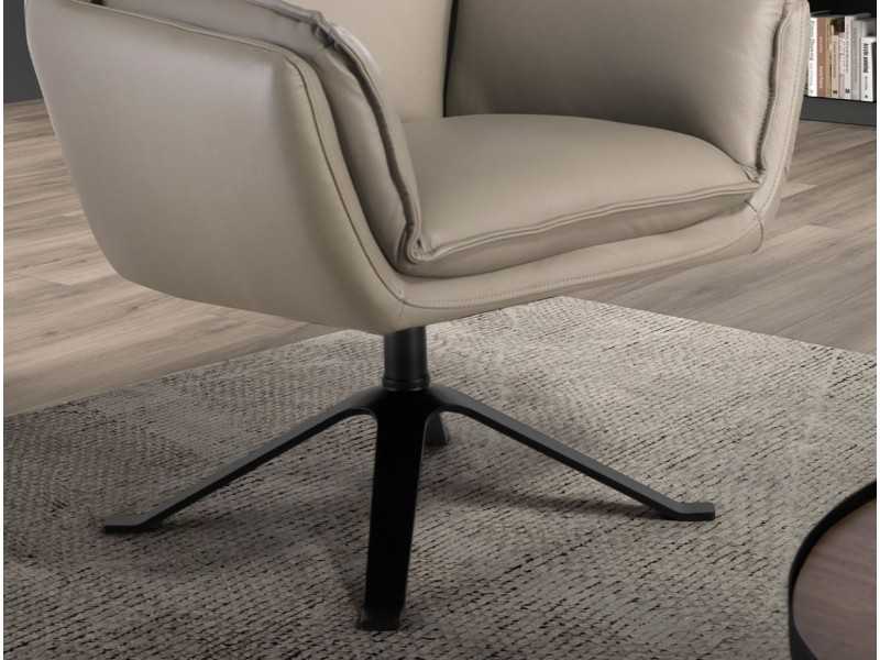 Fauteuil pivotant design tapissé de cuir véritable - ARTH