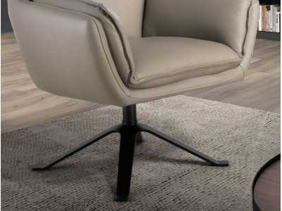 Sillón giratorio de diseño tapizado en piel genuina - ARTH