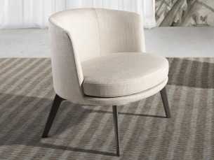 Designer armchair upholstered in fabric with brown stainless steel legs - COQUETTE