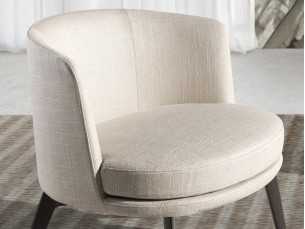 Fauteuil design tapissé de tissu avec pieds en acier inoxydable marron - COQUETTE 2