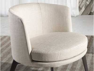 Fauteuil design tapissé de tissu avec pieds en acier inoxydable marron - COQUETTE