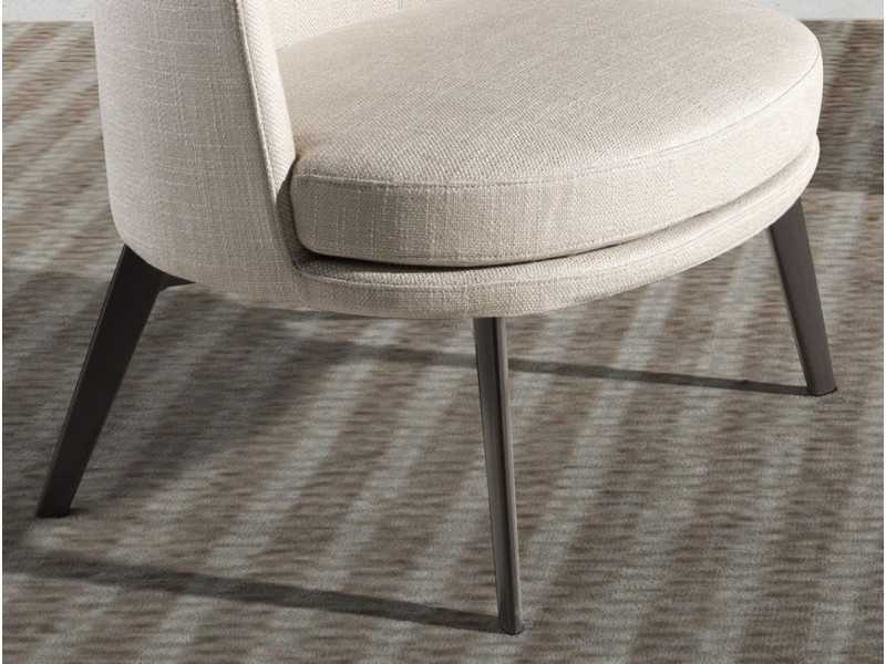 Fauteuil design tapissé de tissu avec pieds en acier inoxydable marron - COQUETTE