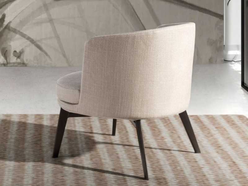 Designer armchair upholstered in fabric with brown stainless steel legs - COQUETTE