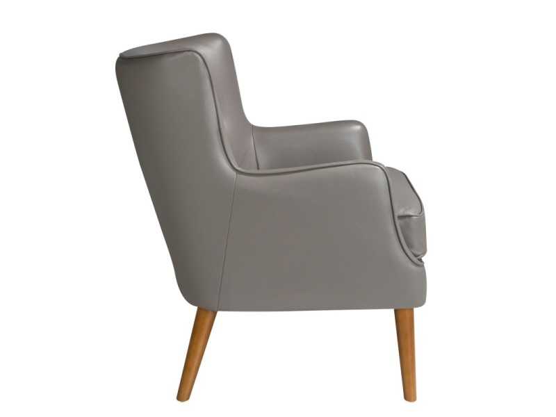 Fauteuil Chesterfield tapissé de cuir véritable gris foncé