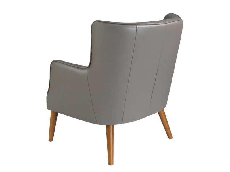 Chesterfield armchair upholstered in genuine leather in dark grey - DODO