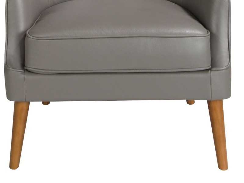 Sillón chester tapizado en piel genuina en color gris oscuro - DODO