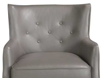 Sillón chester tapizado en piel genuina en color gris oscuro - DODO