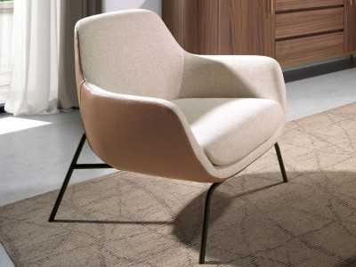 Armchair upholstered with a black lacquered stainless steel frame - GEORGE