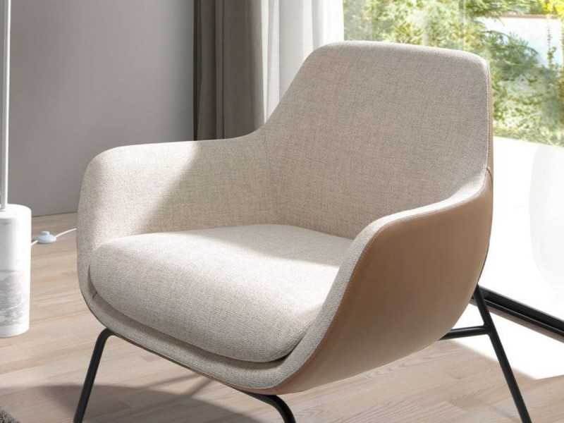 Armchair upholstered with a black lacquered stainless steel frame - GEORGE