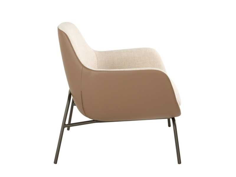 Armchair upholstered with a black lacquered stainless steel frame - GEORGE