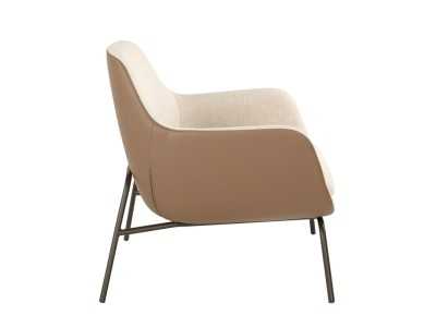 Fauteuil tapissé de tissu avec une structure en acier inoxydable laqué noir - GEORGE