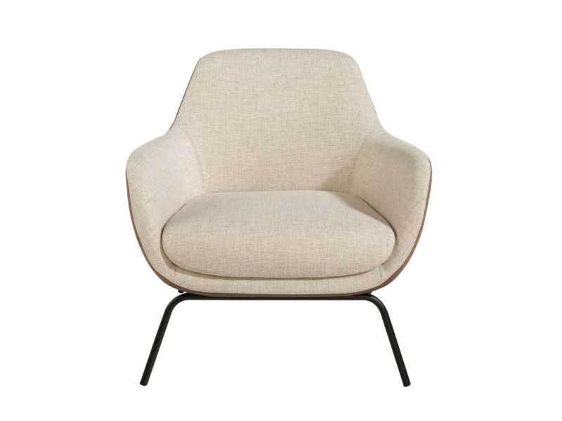 Armchair upholstered with a black lacquered stainless steel frame - GEORGE