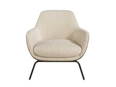 Sillón tapizado con estructura en acero inoxidable lacado negro - GEORGE