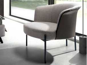 Sillón de diseño tapizado con estructura en acero inoxidable negro - MATTIA